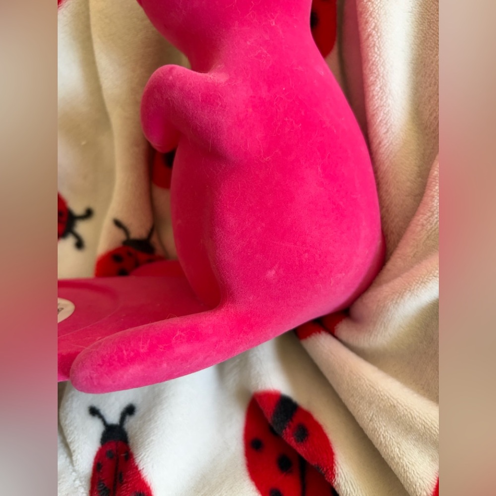 Bath & Body Works Bunny Rabbit Flocked Pink 3 Wick Candle Holder EUC - Picture 2 of 8